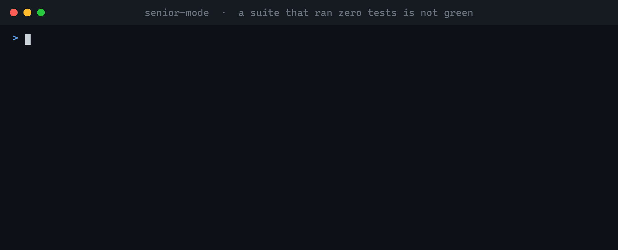 An agent reports twelve passing tests. The Stop hook blocks the report and asks what red would have looked like. The agent finds the new test was never picked up by the runner, moves it, and the suite reports thirteen.